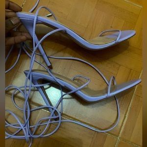 Fashion Nova Lilac Purple Patent Heeled Sandals